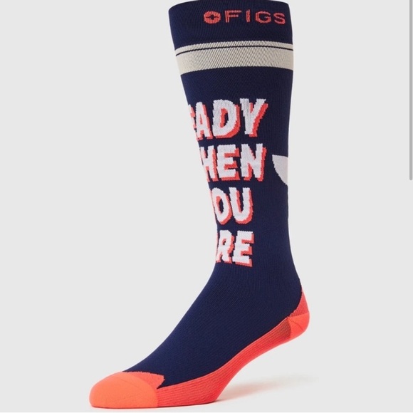 FIGS Compression Socks READY WHEN YOU ARE Navy Blue Size Large NWOT - Picture 1 of 4